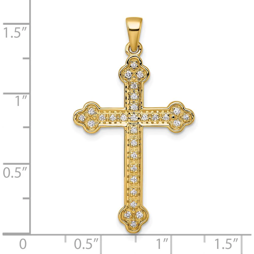 14K Yellow Gold Diamond Cross Pendant with 29 Round Natural Diamonds - 0.25 Carat Total Diamond Weight by Oro Pregiato - Image 4