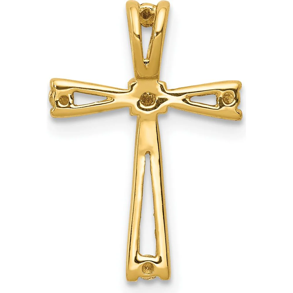 14K Yellow Gold Diamond Cross Pendant with Channel Set Round Diamonds - 0.035 Carat Total Diamond Weight by Monteluci Fine Jewelry - Image 3