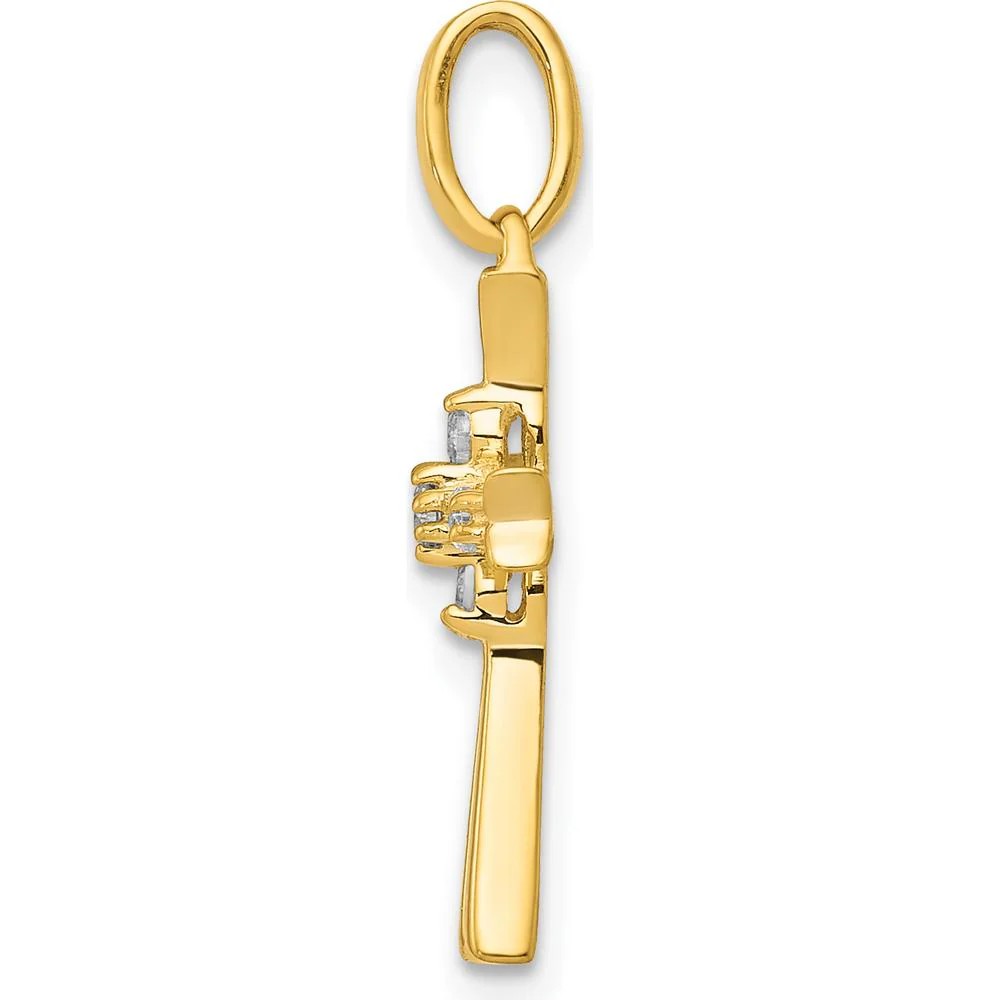 14K Yellow Gold Diamond Cross Pendant with Round Diamonds - 0.02 Carat Total Diamond Weight by Monteluci Fine Jewelry - Image 2