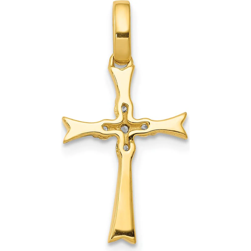 14K Yellow Gold Diamond Cross Pendant with Round Diamonds - 0.02 Carat Total Diamond Weight by Monteluci Fine Jewelry - Image 3