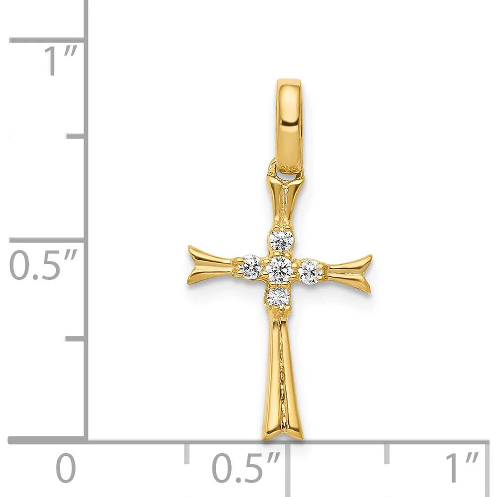 14K Yellow Gold Diamond Cross Pendant with Round Diamonds - 0.02 Carat Total Diamond Weight by Monteluci Fine Jewelry - Image 4