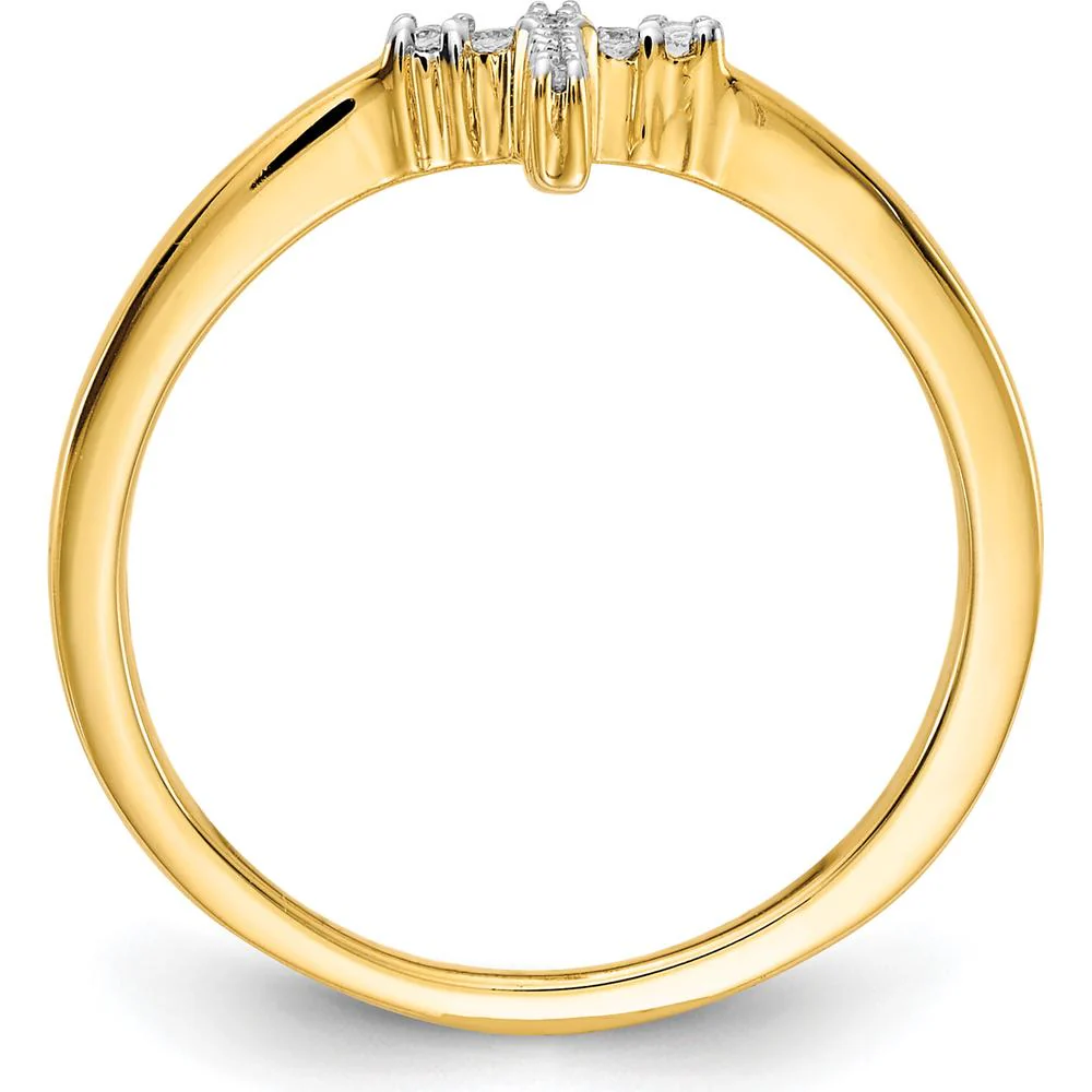14K Yellow Gold Diamond Cross Ring with 12 Round Diamonds - 0.072 Carat Total Diamond Weight - Size 6 by Monteluci Fine Jewelry - Image 2