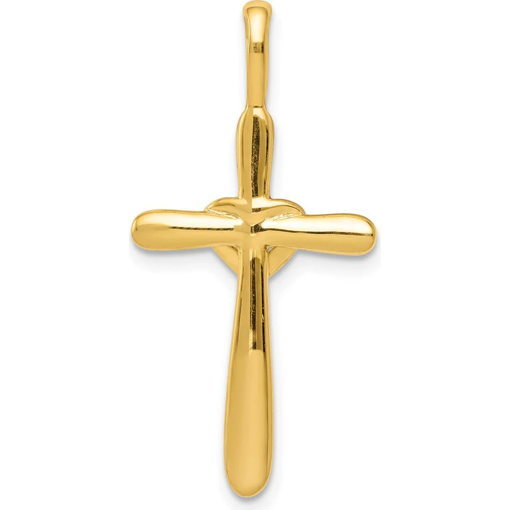 14K Yellow Gold Diamond Cross with Heart Pendant - 0.003 Carat Total Diamond Weight by Monteluci Fine Jewelry - Image 3