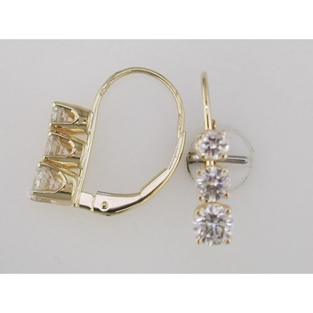 14K Yellow Gold Diamond Drop Earrings with Round Cut Diamonds - 1.00 Carat Total Diamond Weight - Royal Jewelry