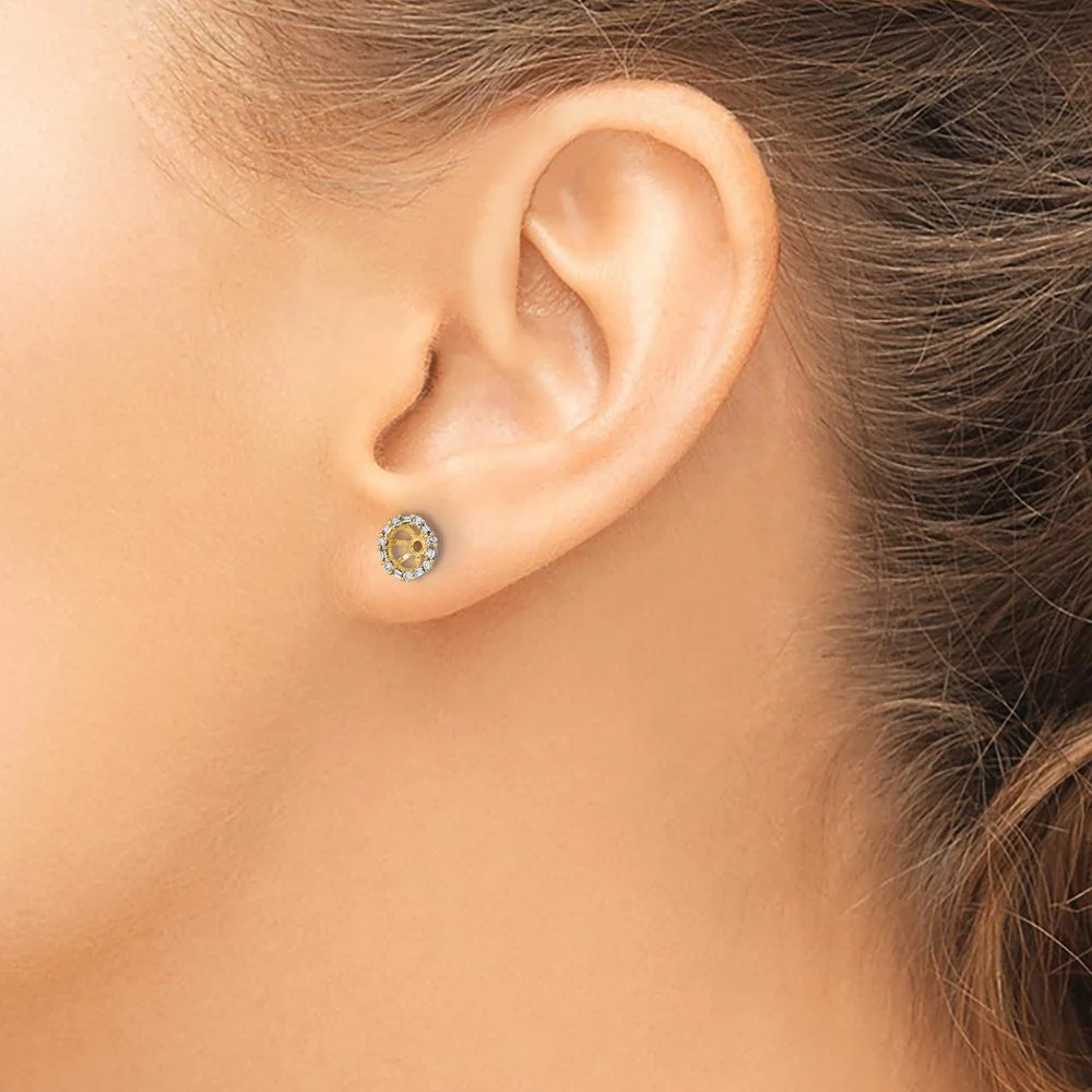 14K Yellow Gold Diamond Earring Jackets with Round and Baguette Diamonds - 0.0078 Carat Total Diamond Weight by Oro Pregiato - Image 3
