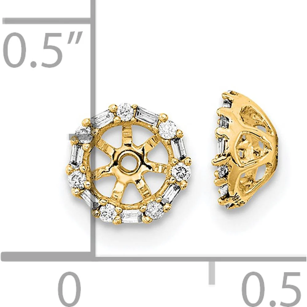 14K Yellow Gold Diamond Earring Jackets with Round and Baguette Diamonds - 0.0078 Carat Total Diamond Weight by Oro Pregiato - Image 4