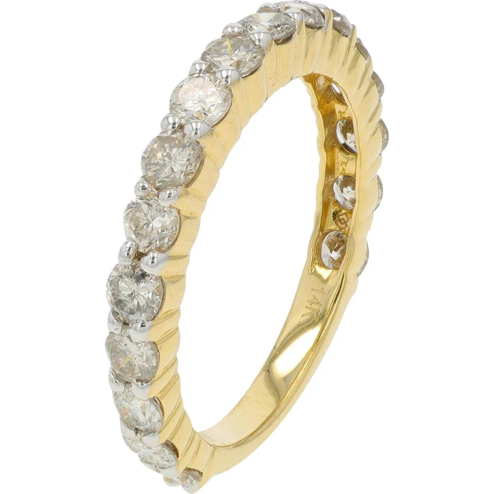 14K Yellow Gold Diamond Eternity Band with 1.50 Carats of Round Prong - Set Diamonds