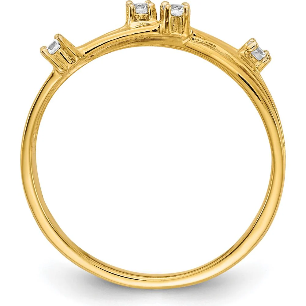 14K Yellow Gold Diamond Fashion Ring with Round Diamonds - 0.055 Carat Total Diamond Weight - Size 7 by Monteluci Fine Jewelry - Image 2