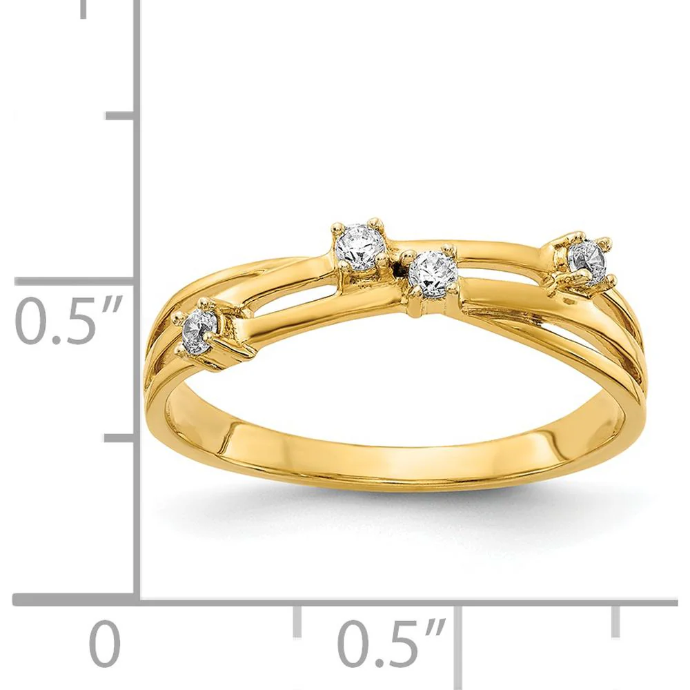 14K Yellow Gold Diamond Fashion Ring with Round Diamonds - 0.055 Carat Total Diamond Weight - Size 7 by Monteluci Fine Jewelry - Image 3