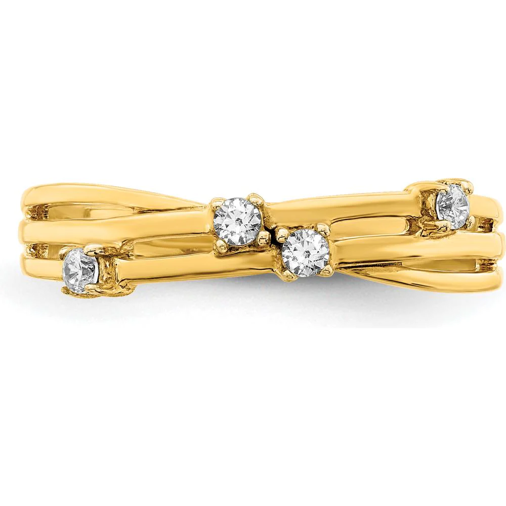 14K Yellow Gold Diamond Fashion Ring with Round Diamonds - 0.055 Carat Total Diamond Weight - Size 7 by Monteluci Fine Jewelry - Image 4