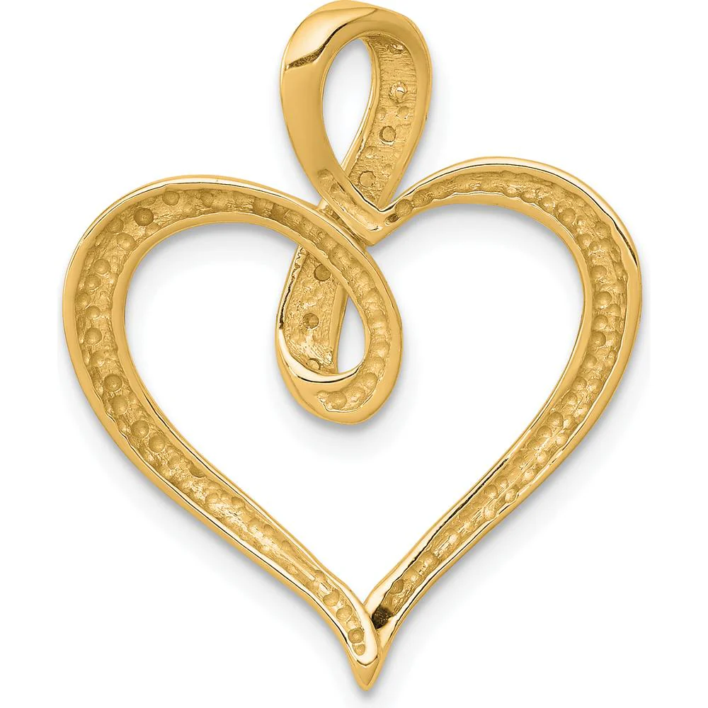 14K Yellow Gold Diamond Heart and Infinity Pendant with 0.006 Carat Total Diamond Weight by Oro Pregiato - Image 3