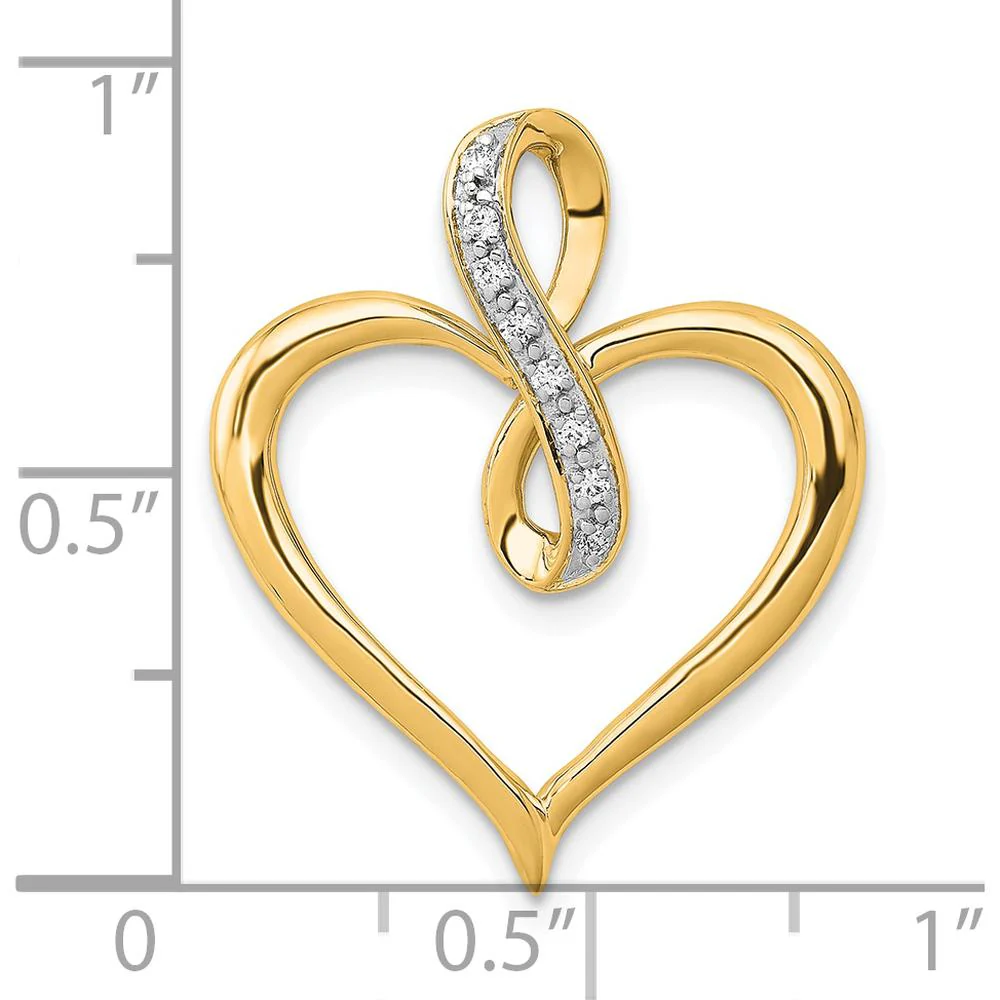 14K Yellow Gold Diamond Heart and Infinity Pendant with 0.006 Carat Total Diamond Weight by Oro Pregiato - Image 4