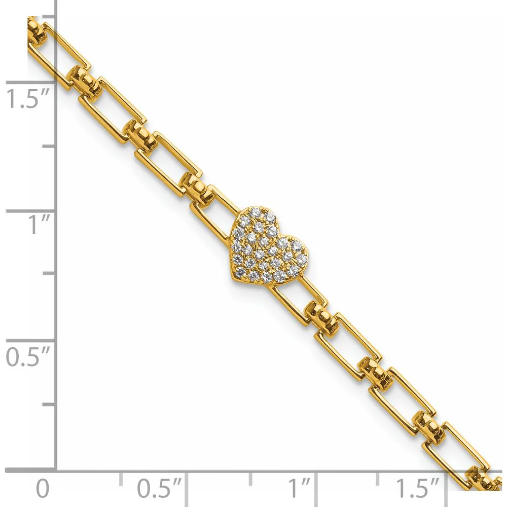 14K Yellow Gold Diamond Heart Cluster Fancy Link Bracelet - 1/6 Carats Total Diamond Weight by Oro Pregiato - Image 5