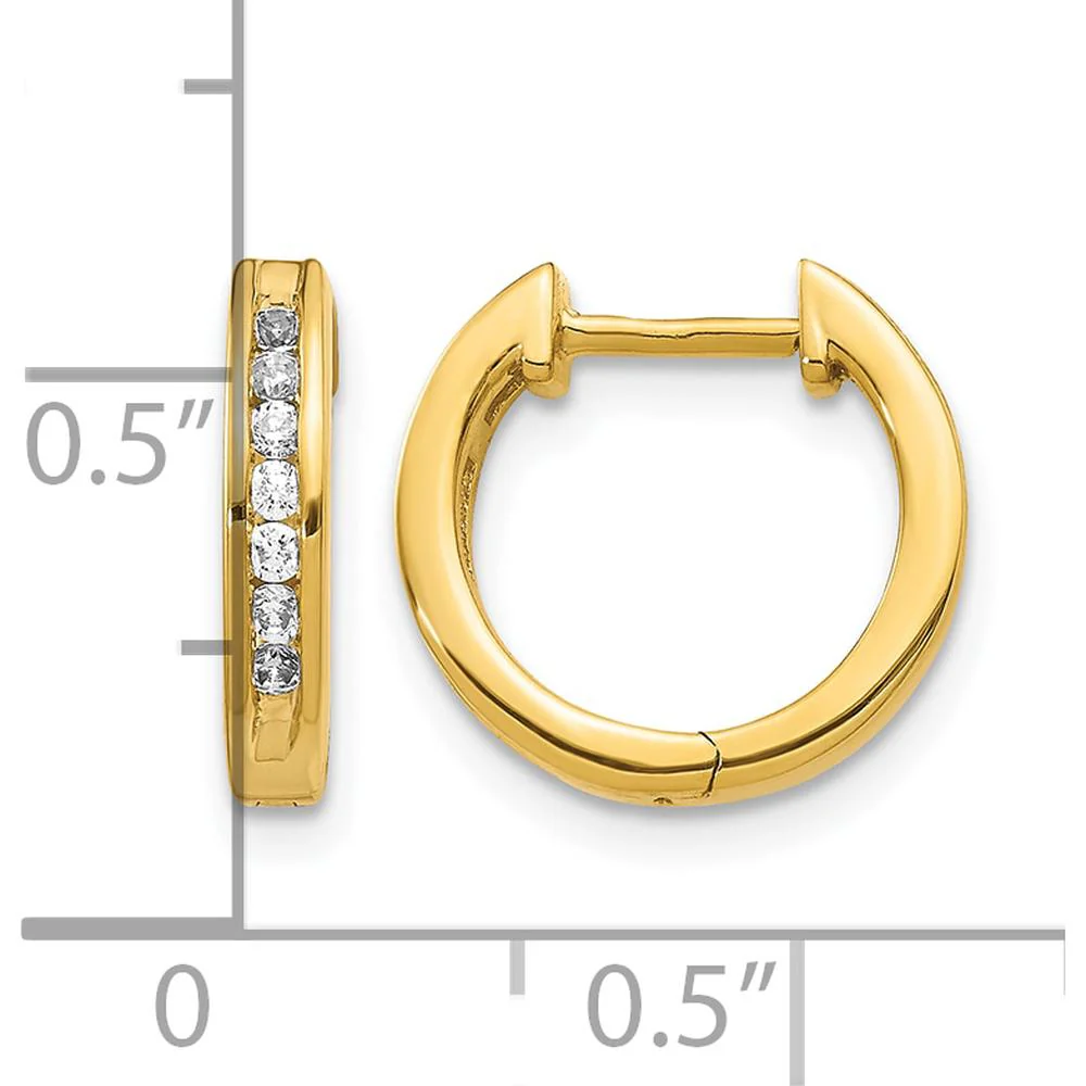 14K Yellow Gold Diamond Hinged Hoop Earrings - 0.0875 Carat Total Diamond Weight by Monteluci Fine Jewelry - Image 4