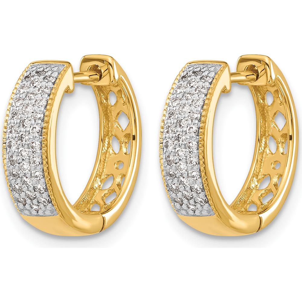14K Yellow Gold Diamond Hinged Hoop Earrings with 62 Round Natural Diamonds - 0.248 Carat Total Diamond Weight by Monteluci Fine Jewelry - Image 2