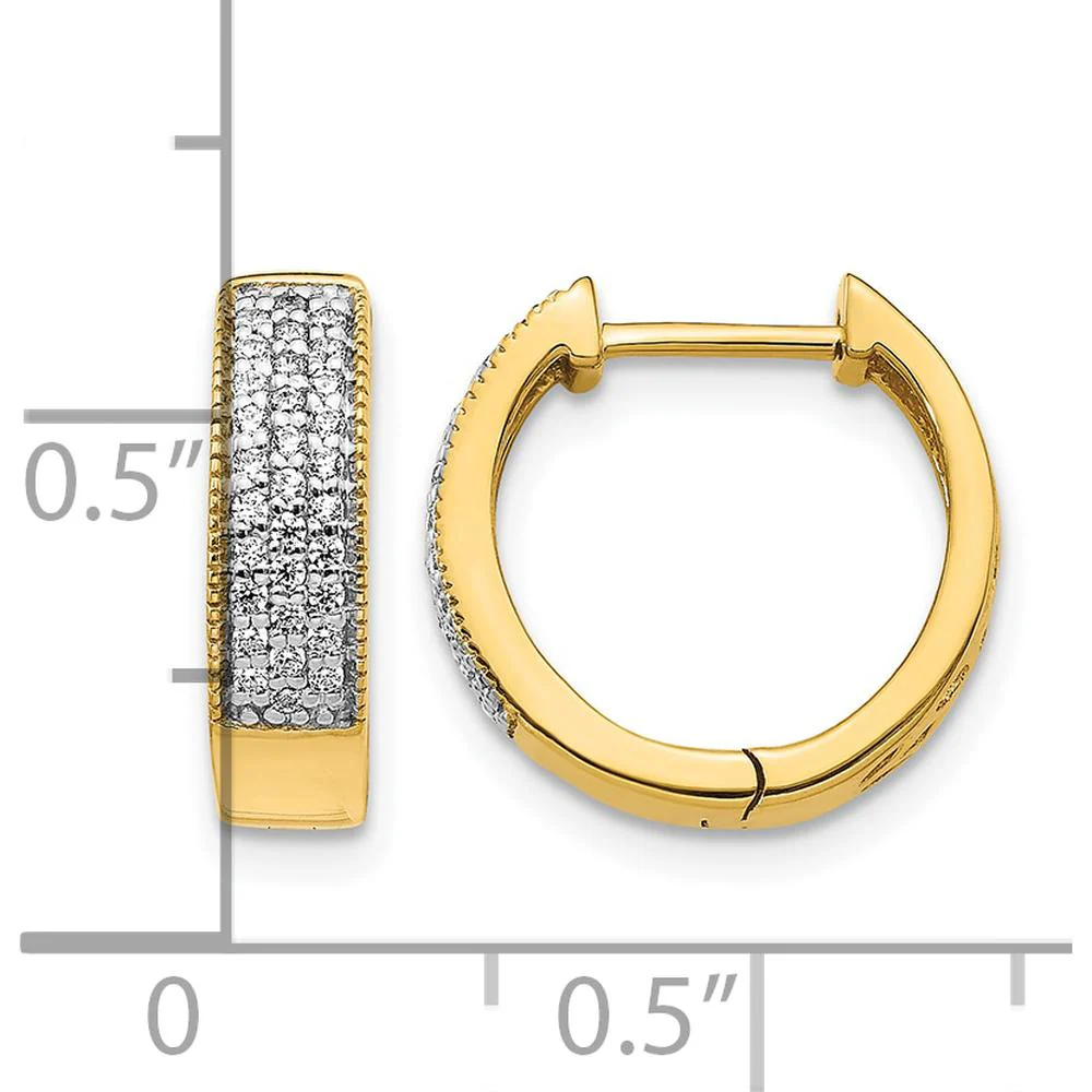 14K Yellow Gold Diamond Hinged Hoop Earrings with 62 Round Natural Diamonds - 0.248 Carat Total Diamond Weight by Monteluci Fine Jewelry - Image 4