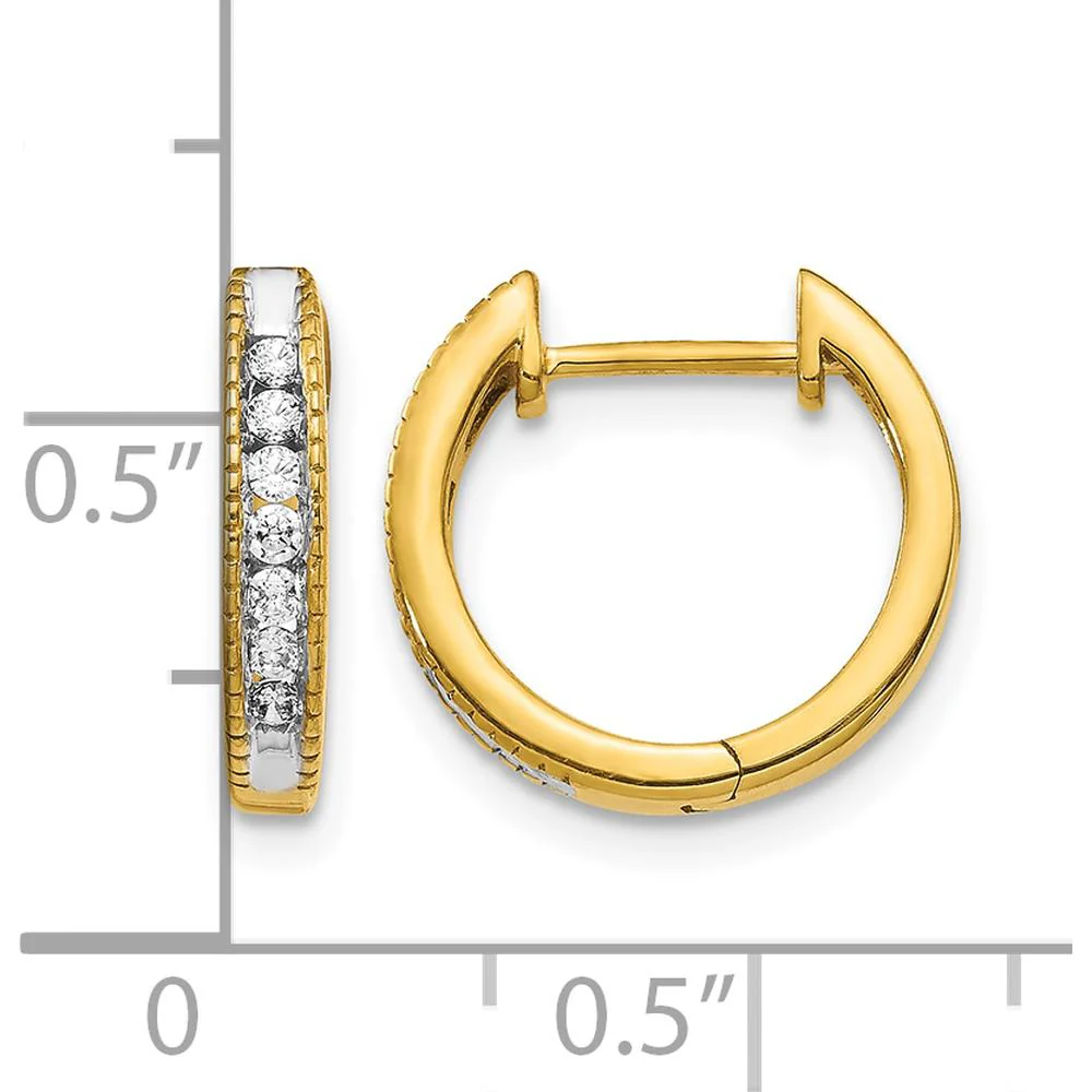 14K Yellow Gold Diamond Hinged Hoop Earrings with Round Natural Diamonds - 0.027 Carat Total Diamond Weight by Monteluci Fine Jewelry - Image 4