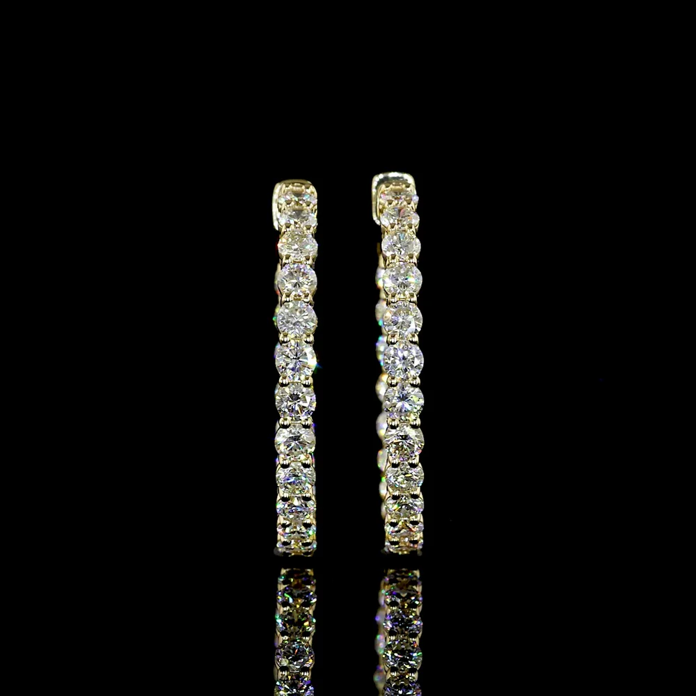 14K Yellow Gold Diamond Huggie Earrings with 42 Brilliant Cut Lab Grown E-F VS Diamonds - 2.12 Carat Total Weight - Covaloro Fine Jewelry - Image 2