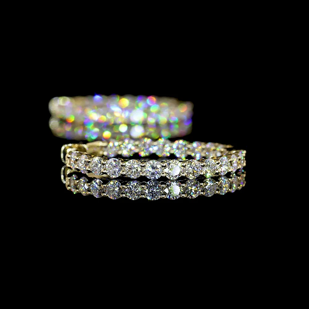 14K Yellow Gold Diamond Huggie Earrings with 42 Brilliant Cut Lab Grown E-F VS Diamonds - 2.12 Carat Total Weight - Covaloro Fine Jewelry - Image 4