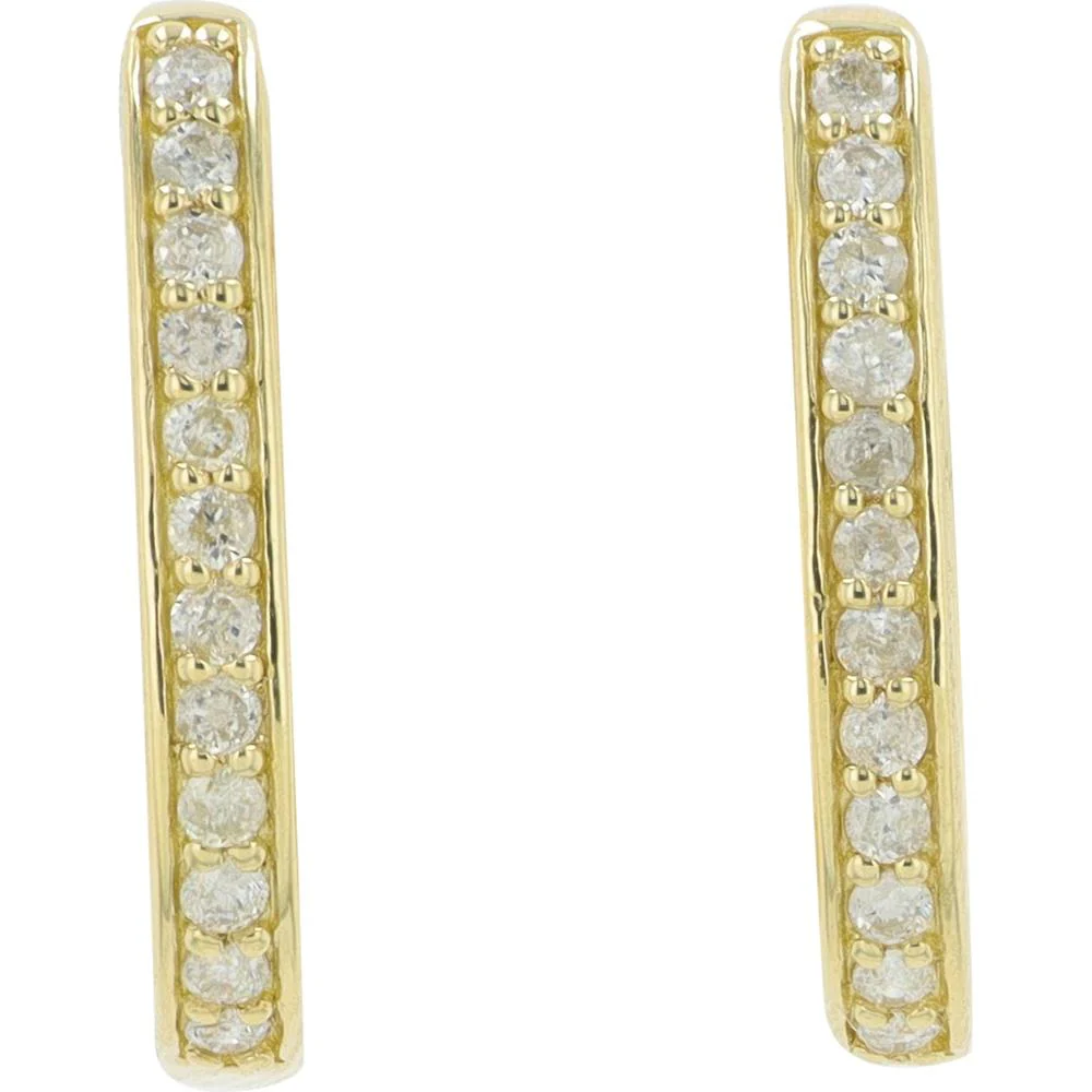 14K Yellow Gold Diamond Huggie Hoop Earrings - 0.20 Carat Total Diamond Weight - Image 2