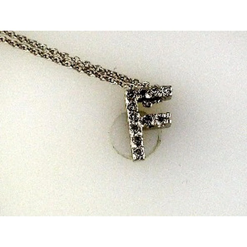 14K Yellow Gold Diamond Initial F Pendant Necklace with Round Diamonds - 0.10 Carat Total Diamond Weight - Royal Jewelry