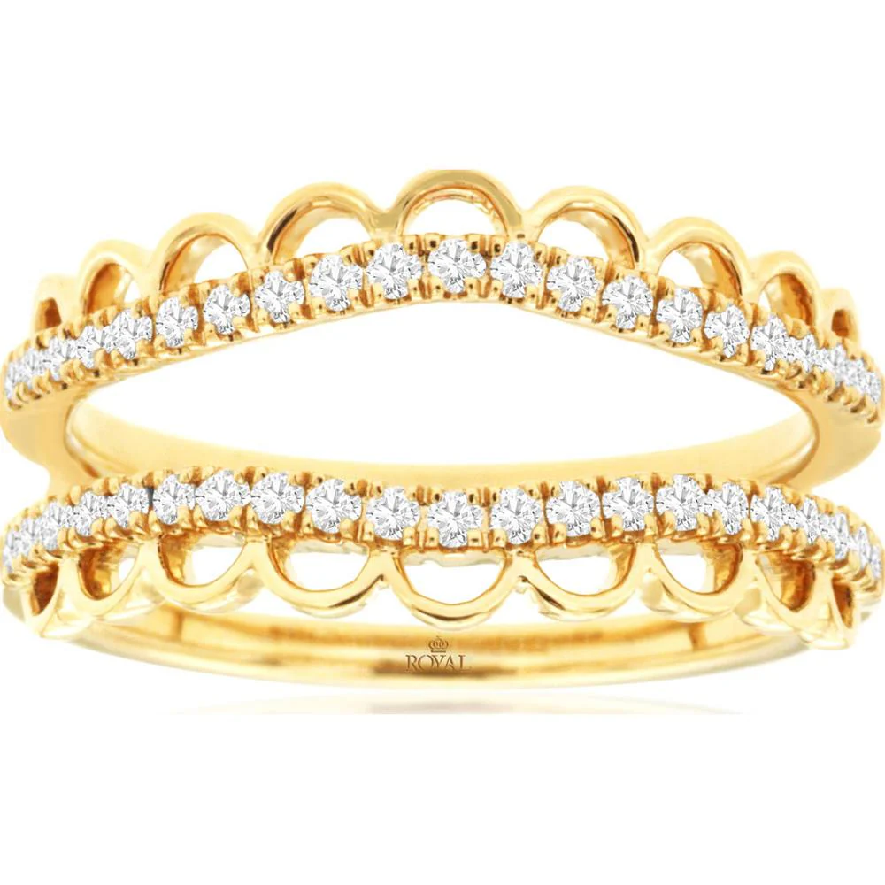 14K Yellow Gold Diamond Insert Band Ring - 0.33 Carats Total Diamond Weight - Royal Jewelry