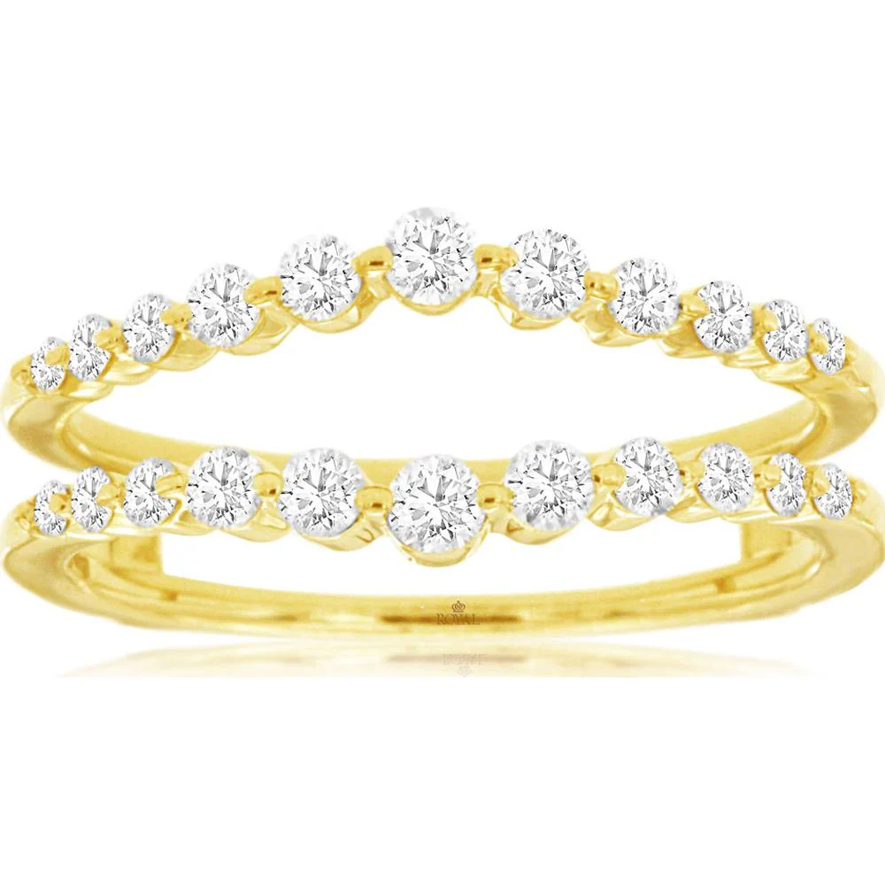 14K Yellow Gold Diamond Insert Ring with Graduating Round Brilliant Cut Stones - 0.50 Carat Total Diamond Weight - Royal Jewelry