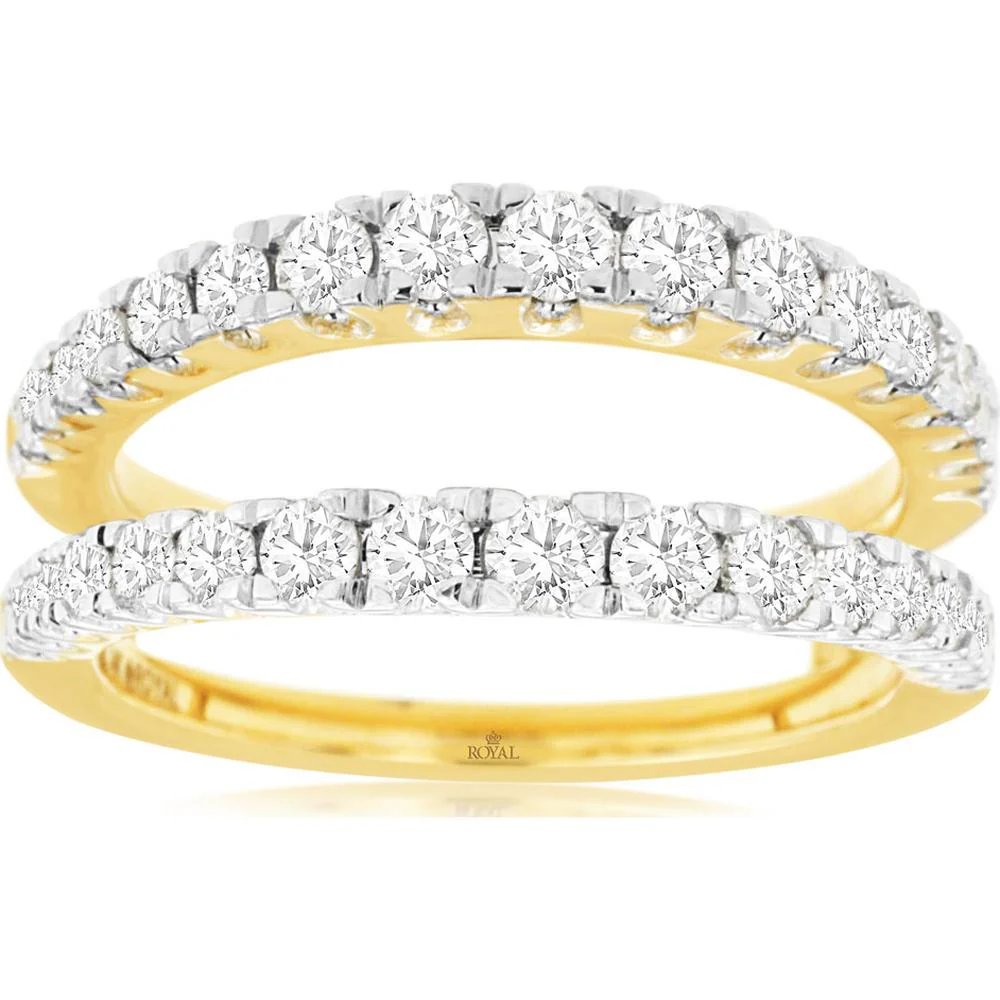 14K Yellow Gold Diamond Insert Ring with Prong Set Diamonds - 0.98 Carats Total Diamond Weight - Royal Jewelry