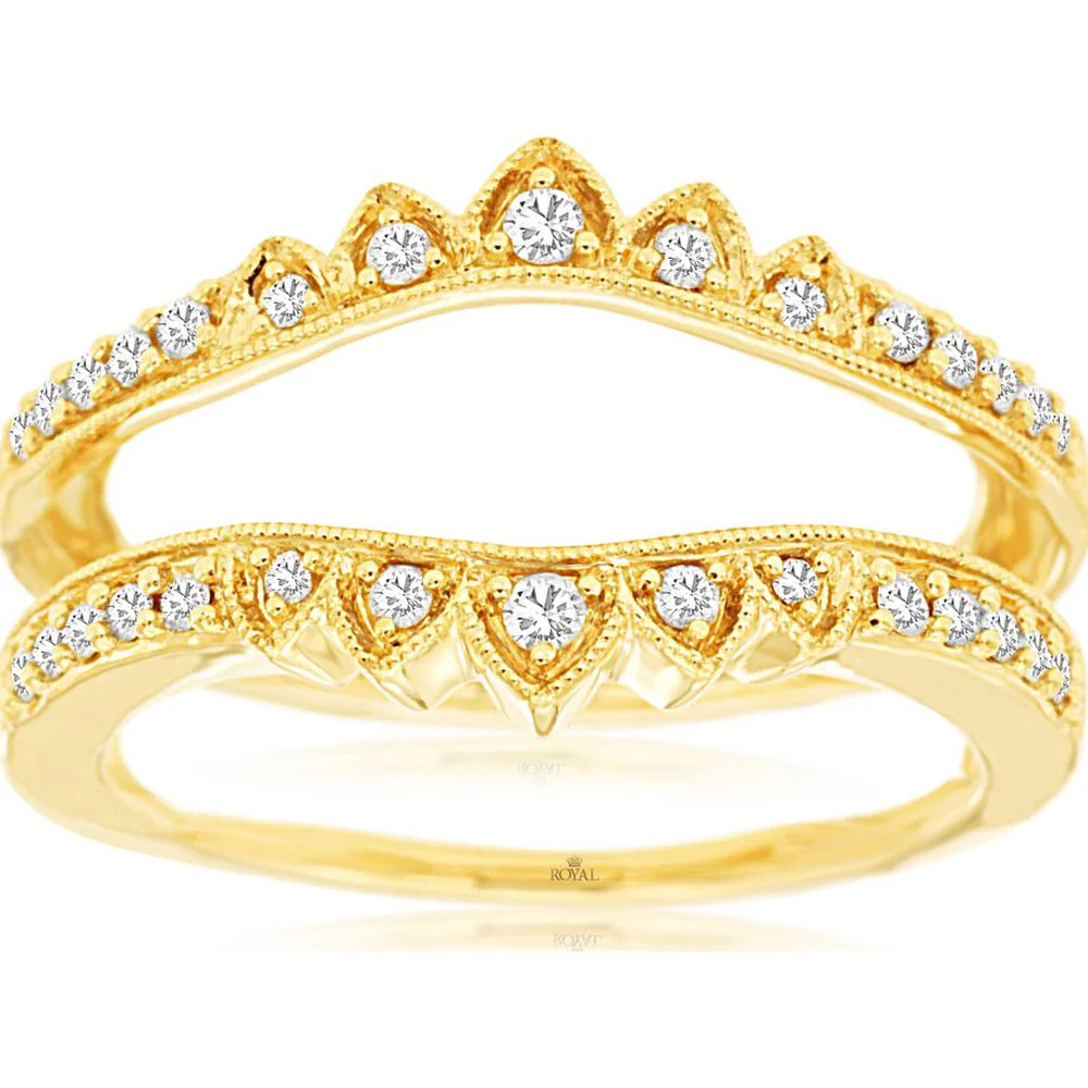 14K Yellow Gold Diamond Insert Ring with Round Brilliant Cut Diamonds - 0.25 Carat Total Weight - Royal Jewelry
