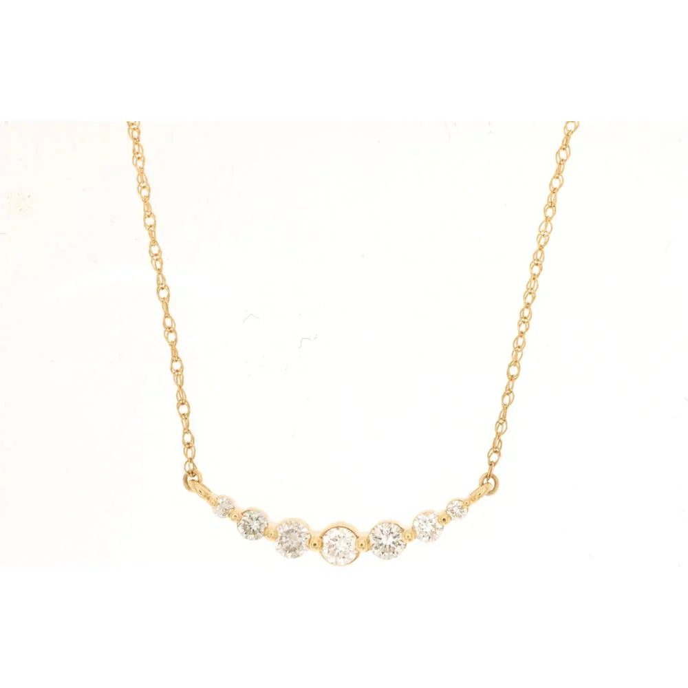 14K Yellow Gold Diamond Necklace with Bezel Set Round Diamonds - 0.25 Carats Total Diamond Weight - Royal Jewelry