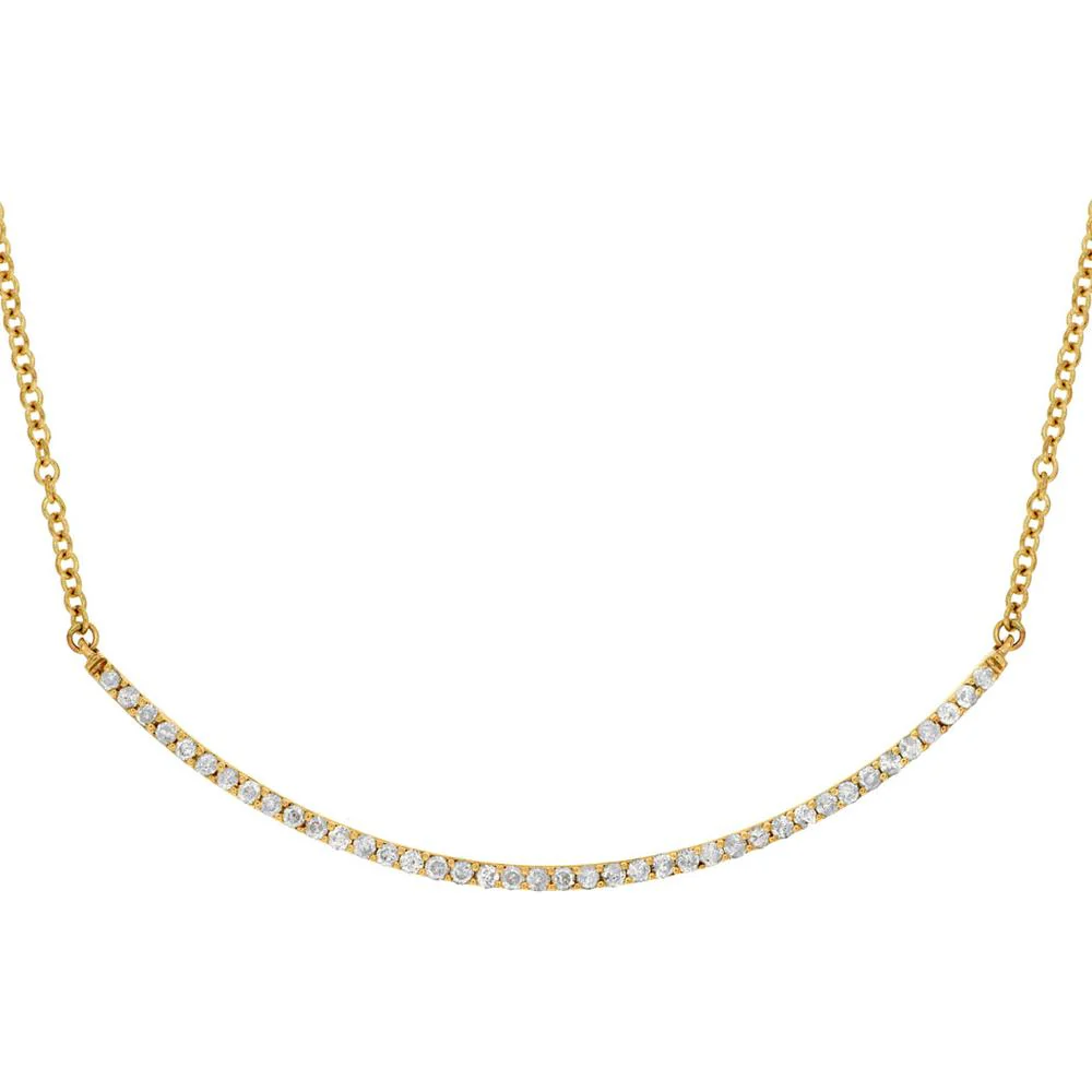 14K Yellow Gold Diamond Necklace with Prong-Set Round Diamonds - 0.50 Carats Total Diamond Weight - Royal Jewelry