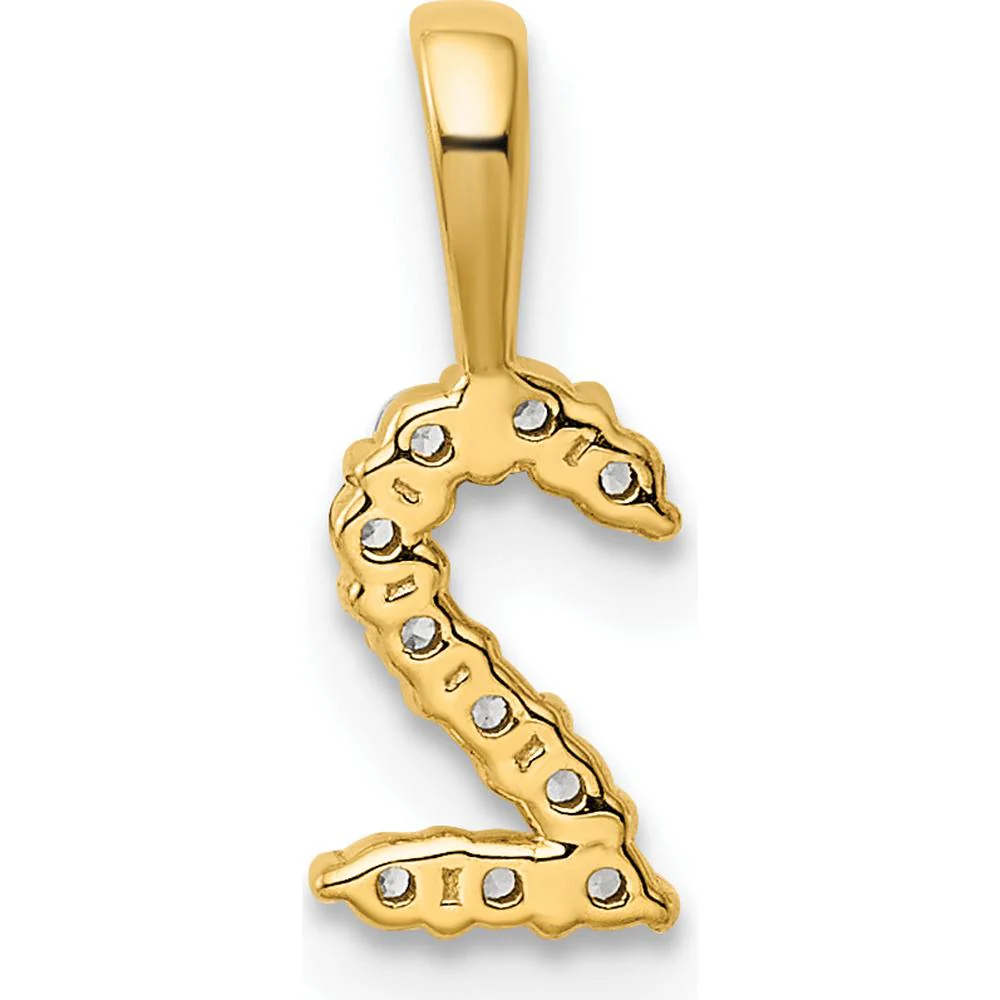 14K Yellow Gold Diamond Number 2 Pendant with Polished Finish by Oro Pregiato - Image 4