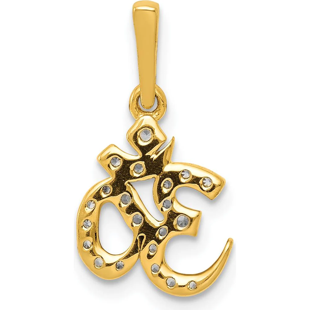 14K Yellow Gold Diamond Om Symbol Pendant - 1/6 Carat Total Diamond Weight by Monteluci Fine Jewelry - Image 3
