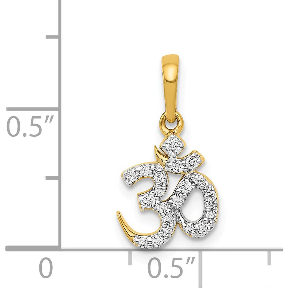 14K Yellow Gold Diamond Om Symbol Pendant - 1/6 Carat Total Diamond Weight by Monteluci Fine Jewelry - Image 4
