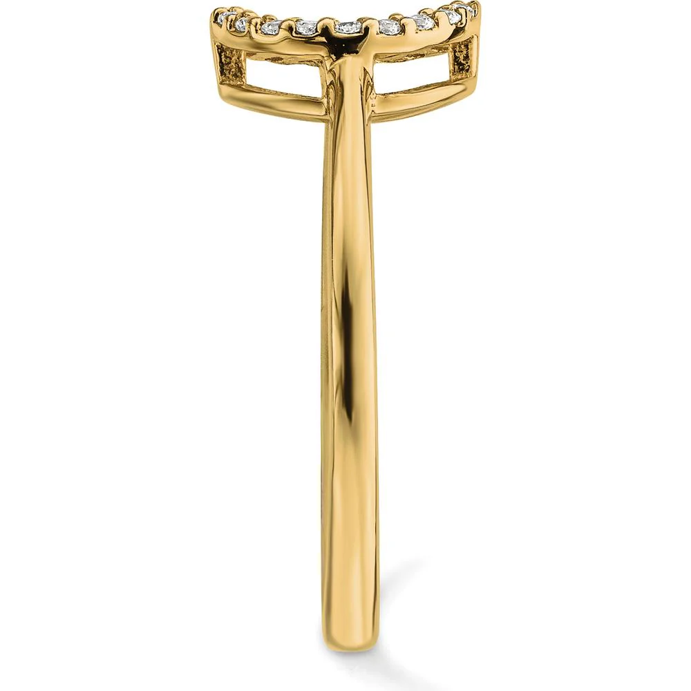 14K Yellow Gold Diamond Open Circle Ring - 0.08 Carat Total Diamond Weight - Size 7 by Oro Pregiato - Image 3