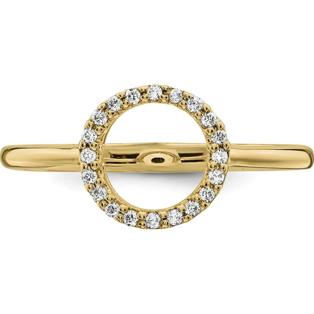 14K Yellow Gold Diamond Open Circle Ring - 0.08 Carat Total Diamond Weight - Size 7 by Oro Pregiato - Image 4
