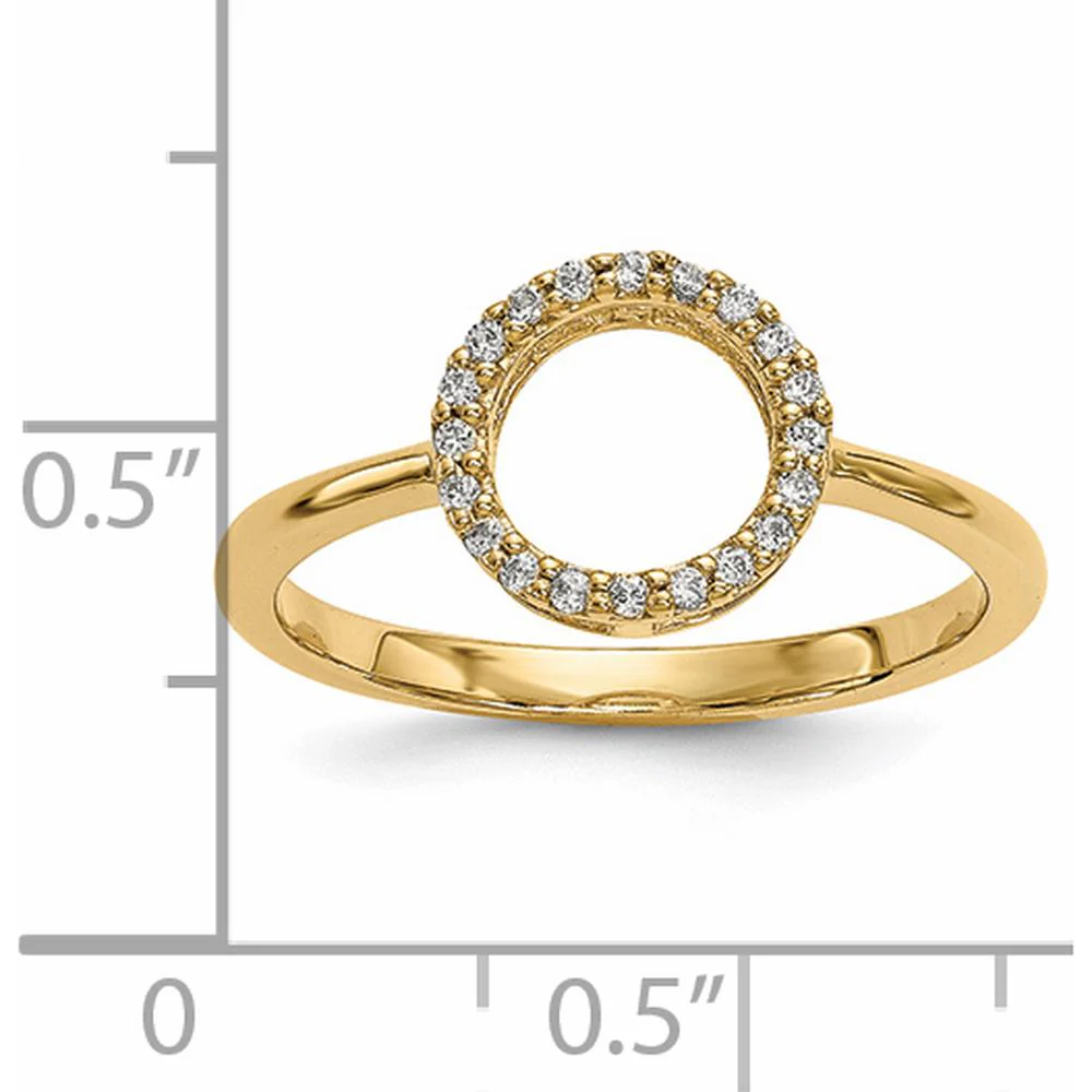 14K Yellow Gold Diamond Open Circle Ring - 0.08 Carat Total Diamond Weight - Size 7 by Oro Pregiato - Image 5
