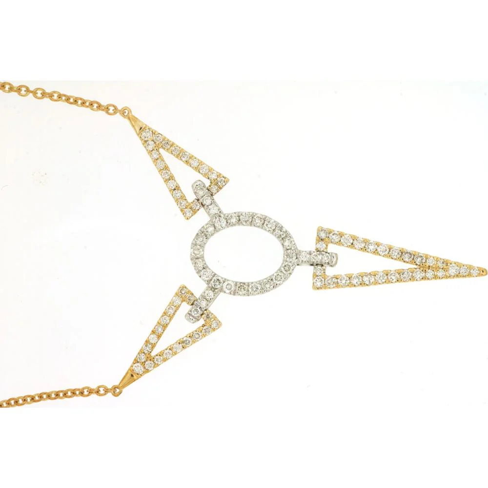 14K Yellow Gold Diamond Pendant Necklace with Geometric Design - 0.60 Carats Total Diamond Weight - Royal Jewelry