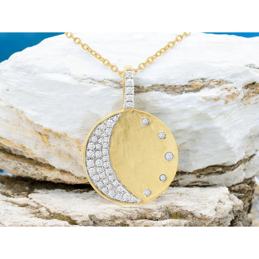 14K Yellow Gold Diamond Pendant with Channel-Set Round Diamonds - 0.33 Carats Total Diamond Weight - Royal Jewelry - Image 2