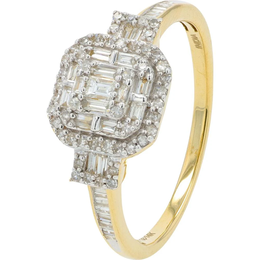 14K Yellow Gold Diamond Ring with Radiant Cut Diamonds - 0.50 Carat Total Diamond Weight