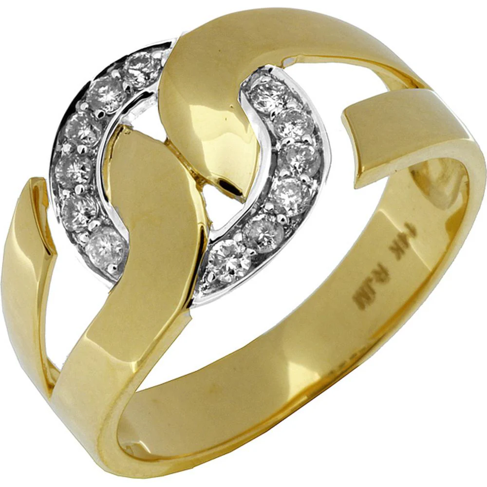 14K Yellow Gold Diamond Ring with Swirl Design - 0.22 Carats Total Diamond Weight - Royal Jewelry