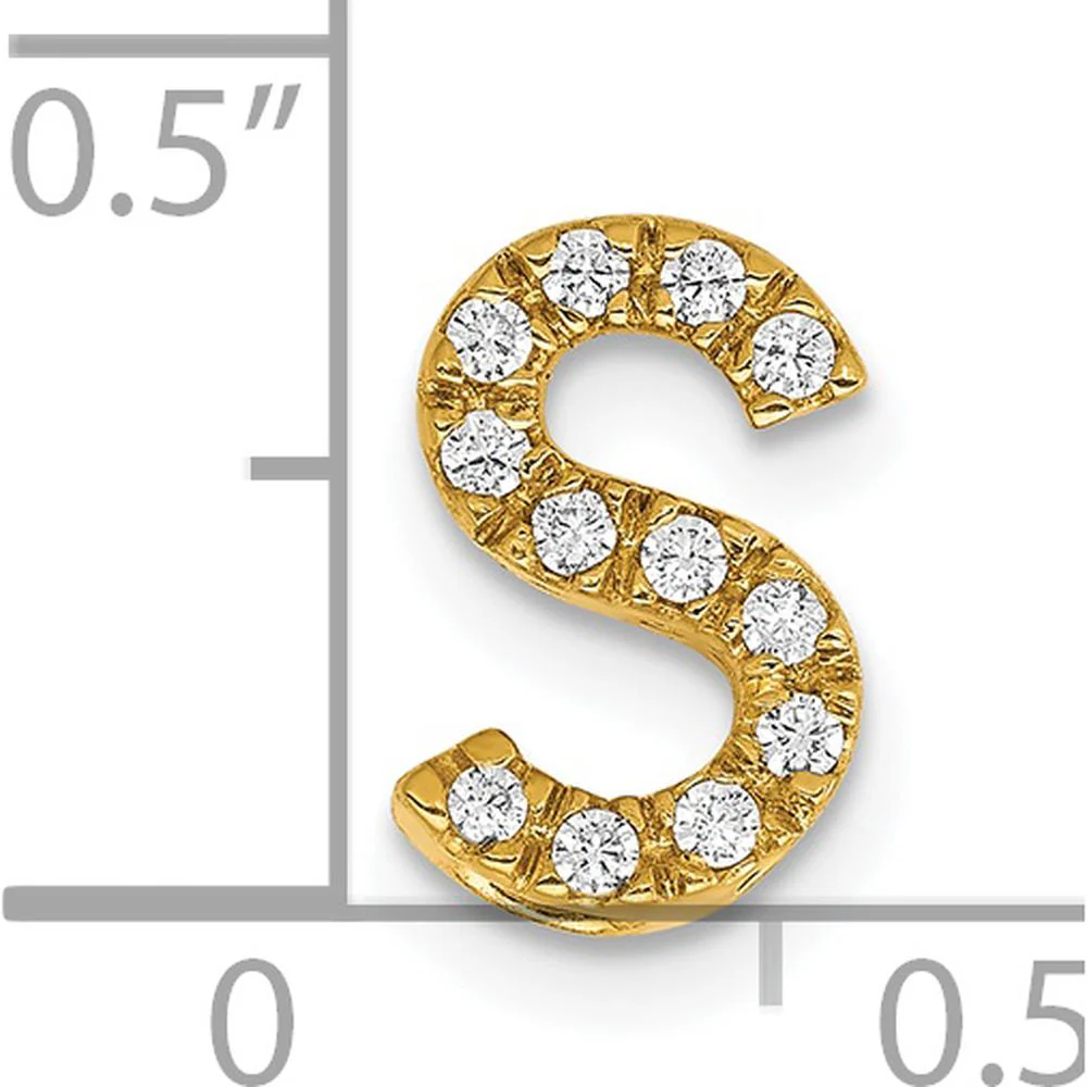14K Yellow Gold Diamond 'S' Initial Charm with 12 Round Diamonds - 0.12 Carat Total Diamond Weight by Monteluci Fine Jewelry - Image 4