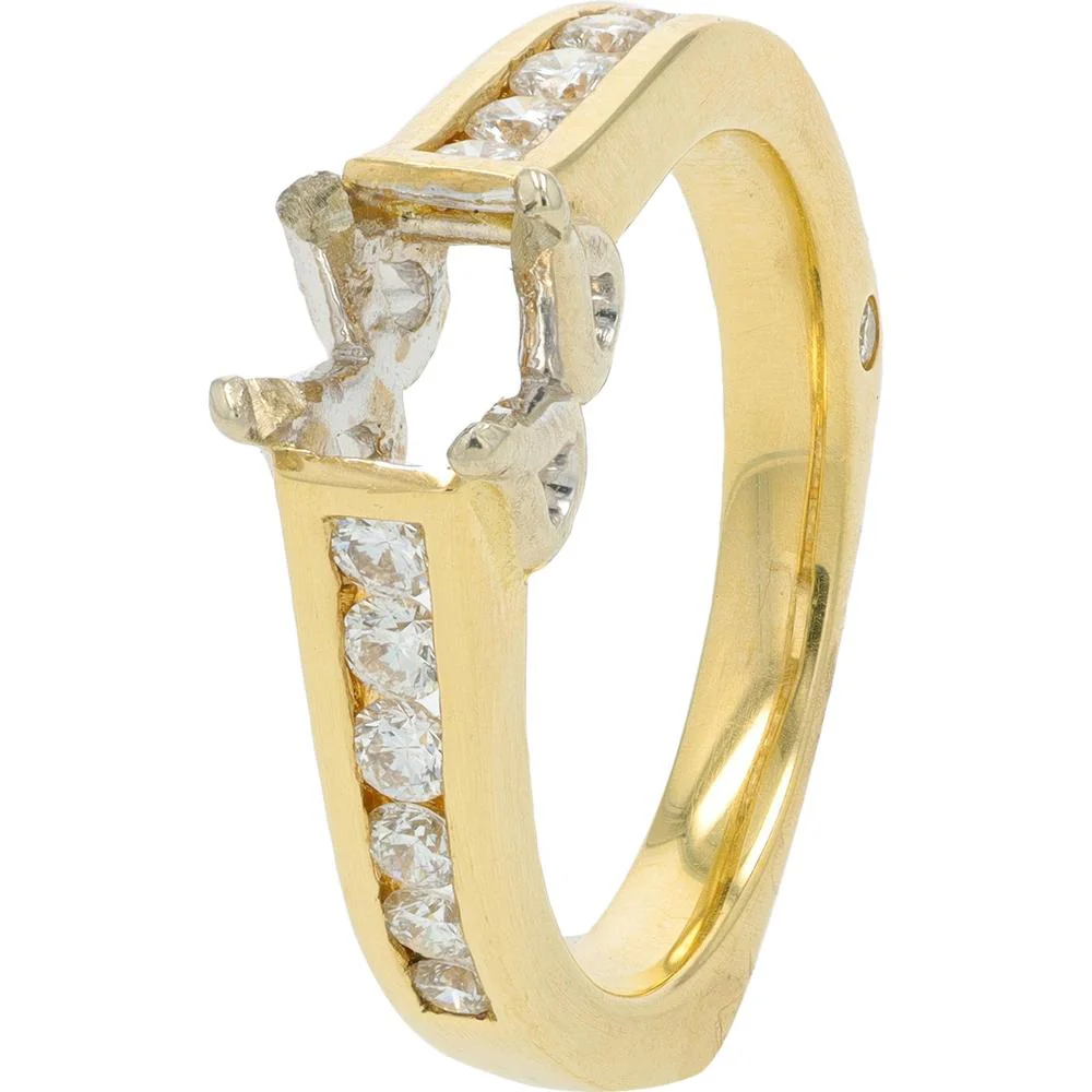 14K Yellow Gold Diamond Semi - Mount Bridal Set - 0.67 Carat Total Diamond Weight - Image 2