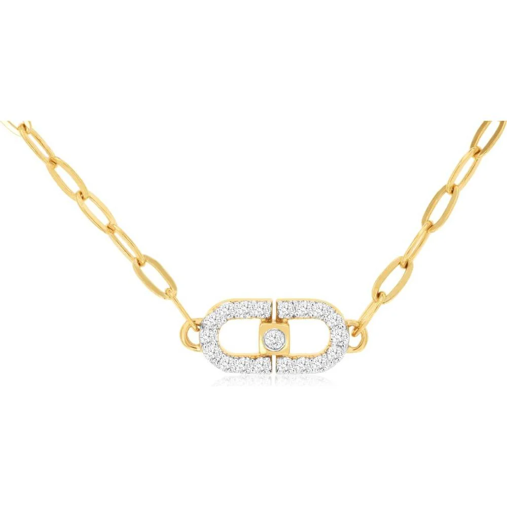 14K Yellow Gold Diamond Station Necklace with Round Diamonds - 0.60 Carats Total Diamond Weight - Royal Jewelry