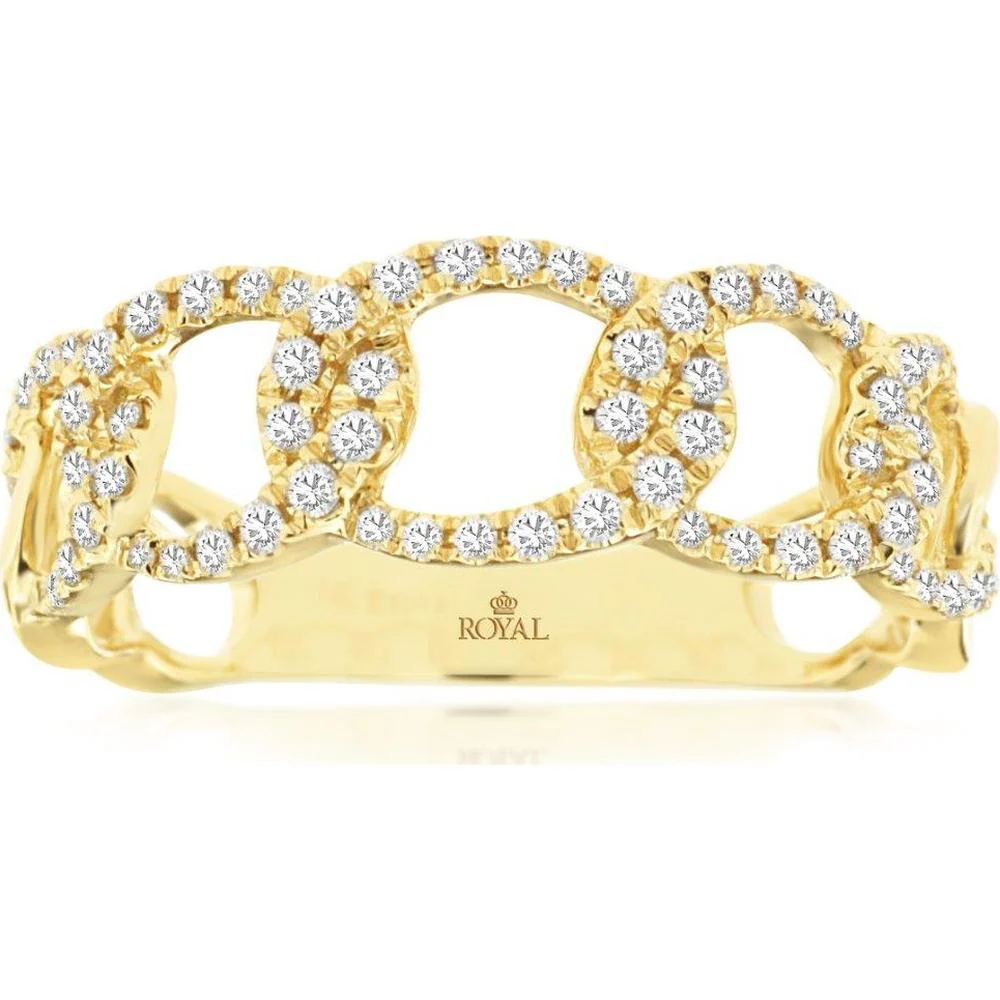 14K Yellow Gold Diamond Wedding Band - 0.40 Carats Total Diamond Weight - Royal Jewelry