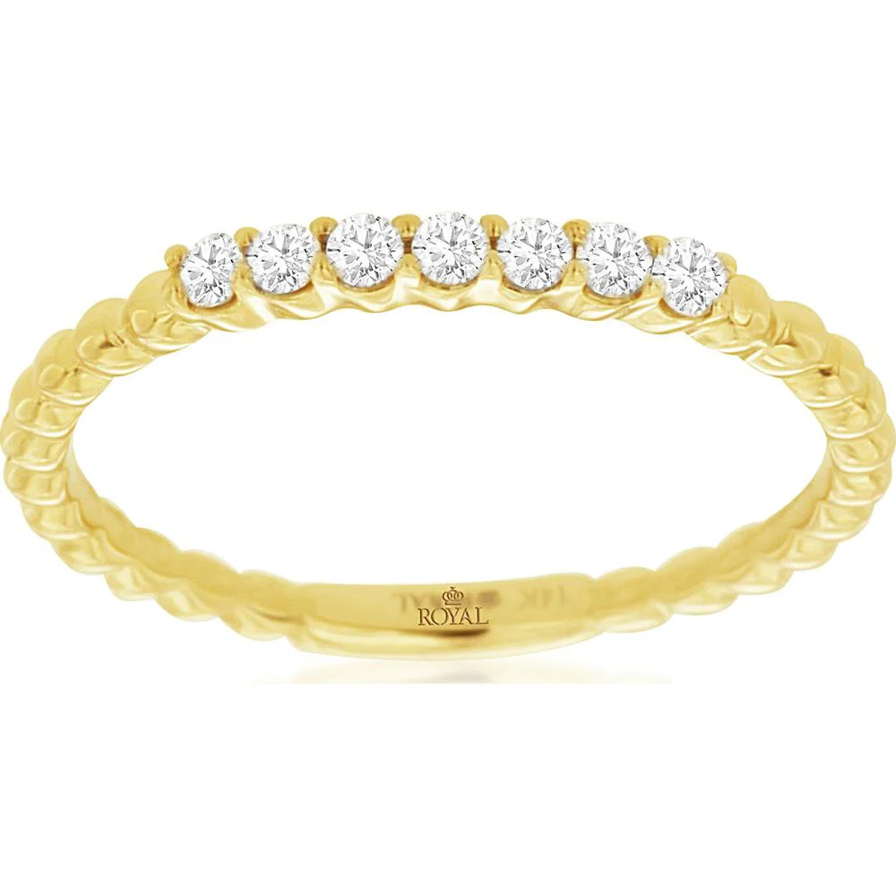 14K Yellow Gold Diamond Wedding Band with Round Diamonds - 0.16 Carat Total Diamond Weight - Royal Jewelry