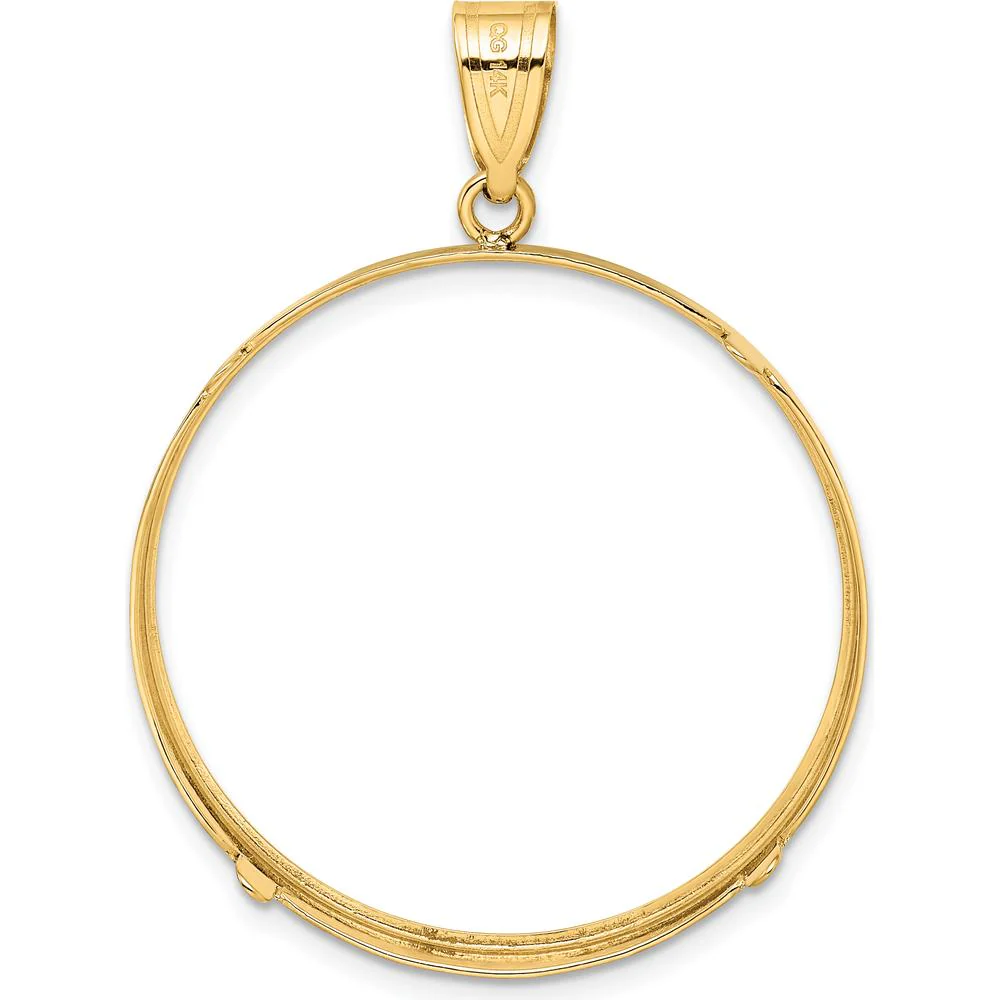 14K Yellow Gold Distinguished Coin Jewelry Pendant with Prong Coin Bezel for 1 oz. American Eagle Coin by Numis Coin Jewelry - Image 3