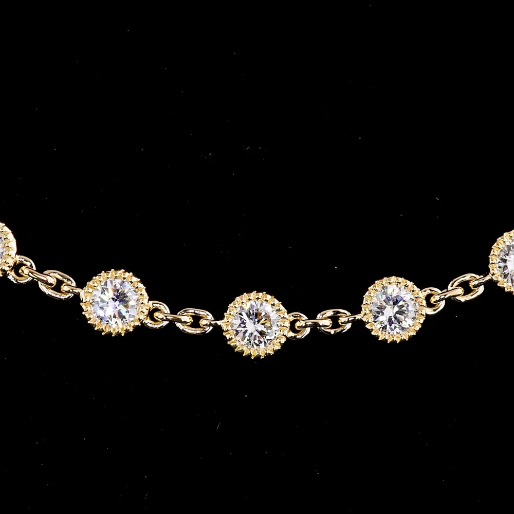 14K Yellow Gold Double Strand Station Necklace with 87 Bezel Set Round Lab Grown Diamonds - 14.36 Carat Total Weight, E-F Color VS2 Clarity - Covaloro Fine Jewelry - Image 2