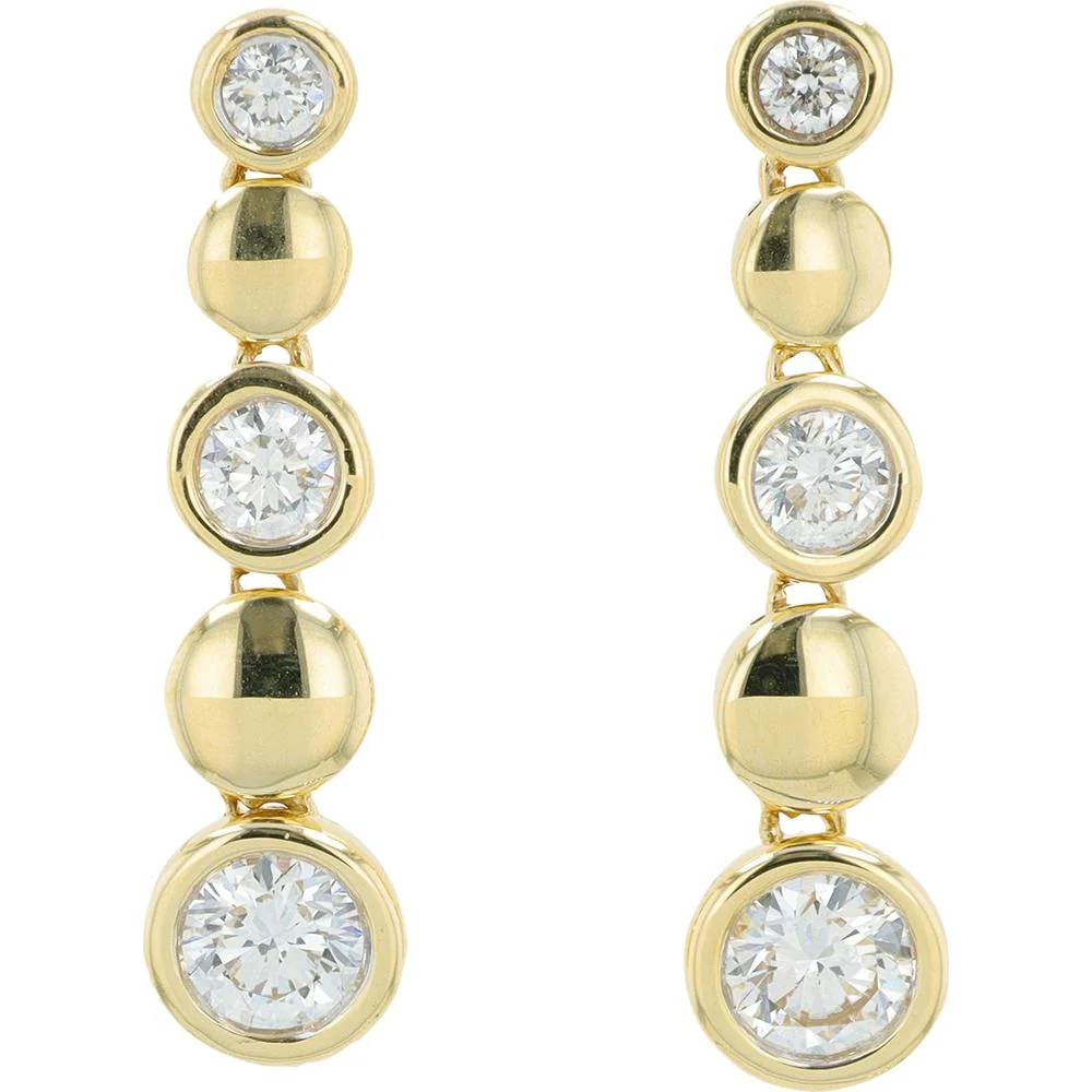 14K Yellow Gold Drop Earrings with Bezel Set Lab Grown Diamonds - 1.00 Carat Total Weight