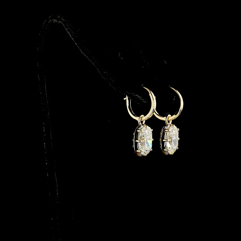 14K Yellow Gold Drop Earrings with Cushion Brilliant Cut Lab Diamonds - 4.13 Carat Total Diamond Weight (E-F Color, VS1 Clarity) - Covaloro Fine Jewelry - Image 3